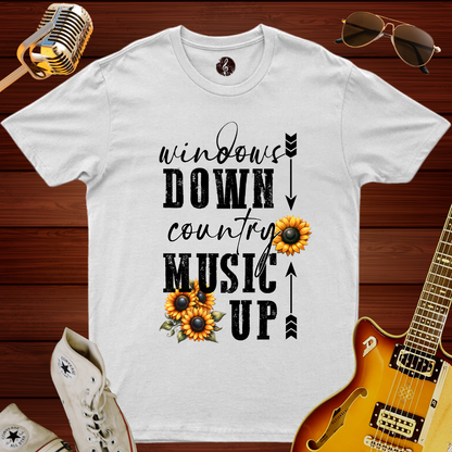 Windows Down, Country Music Up T-Shirt