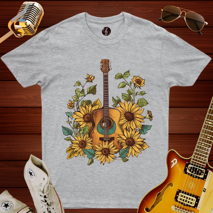 Accoustic Guitar & Flowers T-Shirt