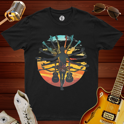 Vitruvian Guitar Sunset T-Shirt