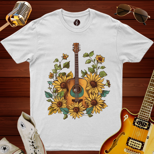 Accoustic Guitar & Flowers T-Shirt